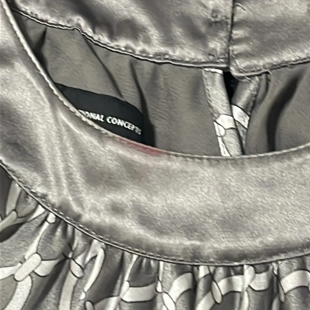 INC International Concepts Silk Gray Print Sleeveless Midi Shift Dress Womens 14 - Picture 7 of 8